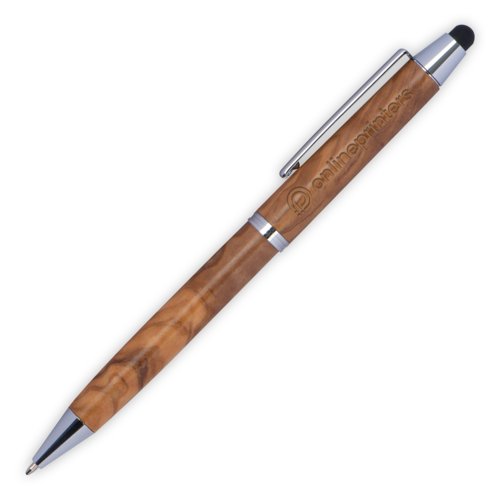 Holz-Kugelschreiber mit Touchfunktion und Clip.