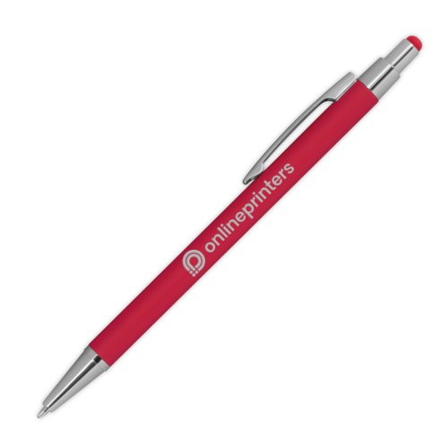 Roter Metall-Kugelschreiber mit Touchfunktion und Clip.