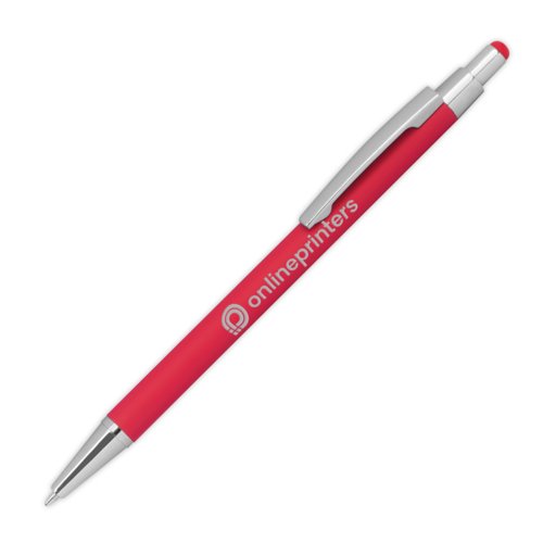 Roter Metall-Kugelschreiber mit Touchfunktion und Clip.