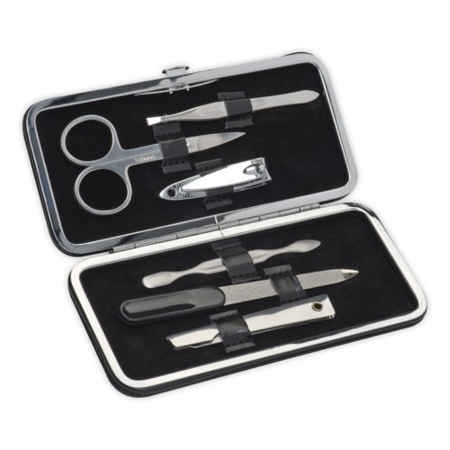 Mehrteiliges Manikrset aus Metall mit Etui.