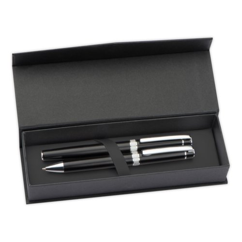 Metall Schreibset, bestehend aus Kugelschreiber und Stift in einer Box.