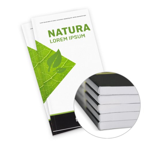 Kataloge Klebebindung Öko-/Naturpapier, Hochformat, DL 3