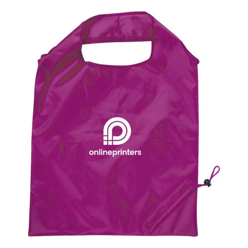 Violette Tasche aus Nylongewebe mit Kordelzug.
