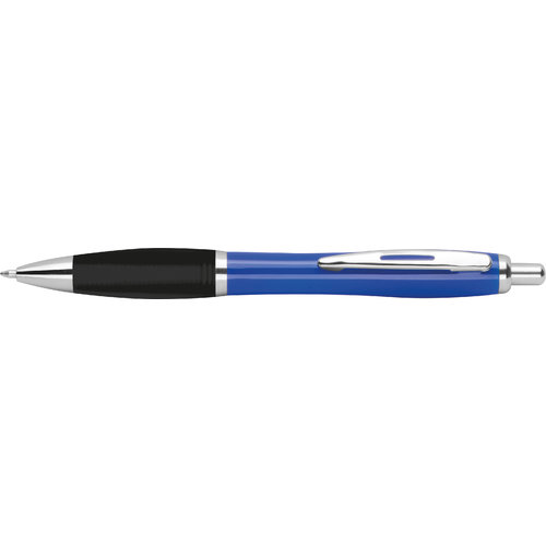 Blauer ABS-Kugelschreiber mit Clip und Druckknopf.