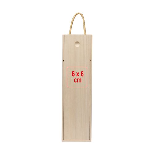 Helle Holzkiste mit Schiebedeckel und Kordelgriff.