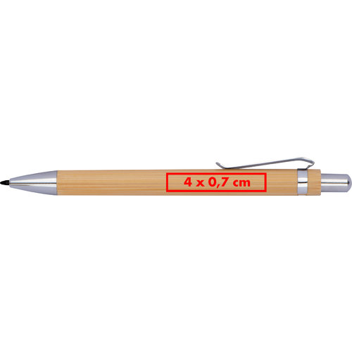 Holzfarbener Stift ohne Tinte mit Clip.