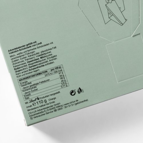 Tisch-Adventskalender aus Karton zum Aufstellen und �ffnen.