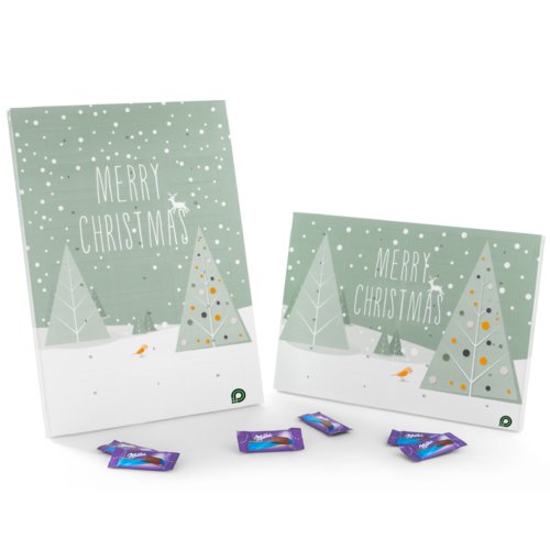 Gr�ner Papier Adventskalender mit nummerierten T�rchen.