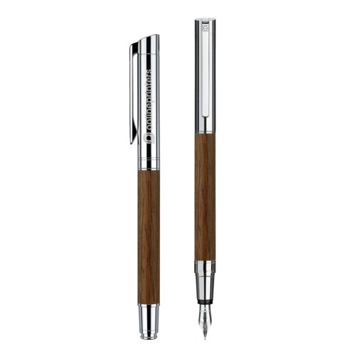 Silberner Fllhalter aus Holz mit Clip.