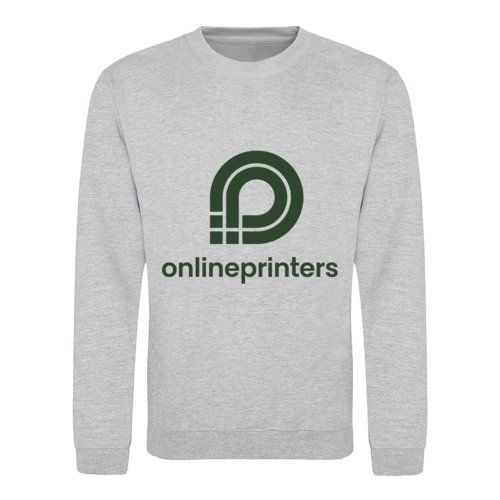 Grau meliertes Unisex-Sweatshirt aus Baumwollmischgewebe mit Rundhalsausschnitt.