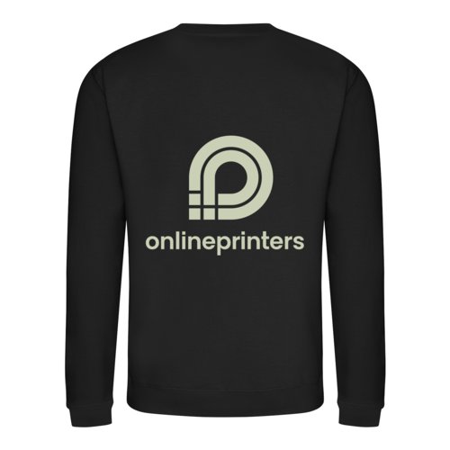Schwarzes Sweatshirt aus Baumwollmischgewebe, Unisex-Schnitt.