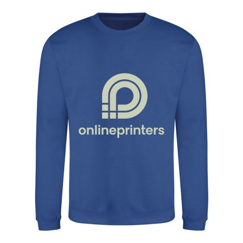 Knigsblauer Unisex-Sweatshirt aus Baumwollmischgewebe mit langen rmeln.
