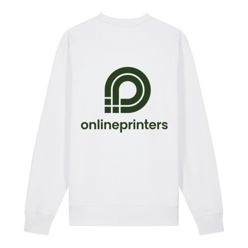 Weies Unisex Sweatshirt aus Bio-Baumwolle mit Rundhalsausschnitt.