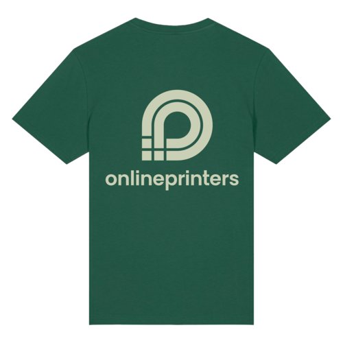 Dunkelgrnes T-Shirt aus Bio-Baumwolle mit kurzen rmeln und Rundhalsausschnitt.
