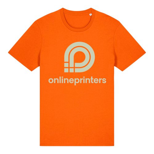 Oranges Bio-Baumwoll-T-Shirt mit kurzen rmeln und Rundhalsausschnitt.