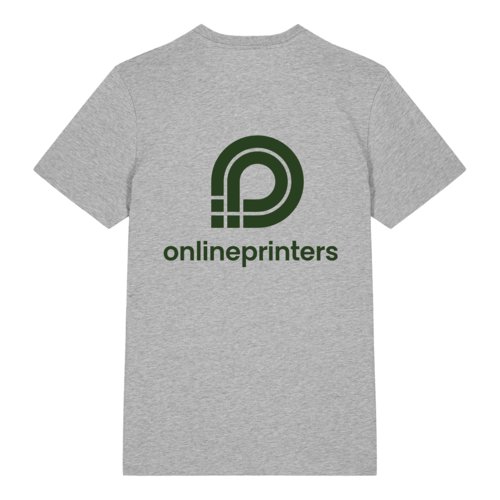 Grau meliertes T-Shirt aus Bio-Baumwolle, Unisex-Schnitt.