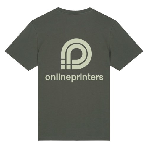 Khaki Baumwoll-T-Shirt, Unisex-Schnitt.