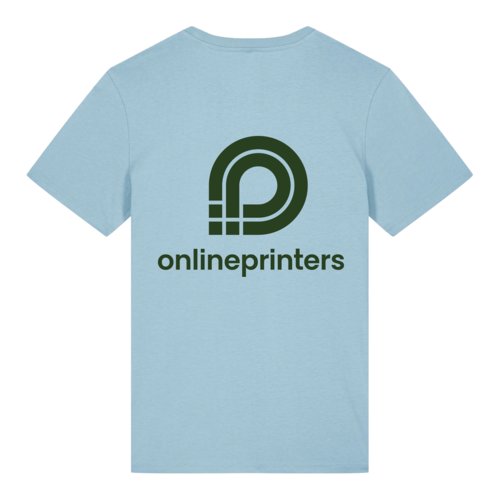 Himmelblaues Bio-Baumwoll T-Shirt mit kurzen rmeln.