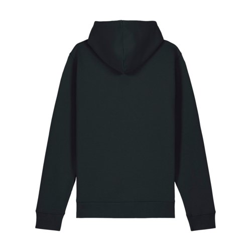 Schwarzer Hoodie aus Baumwollmischung mit Kapuze und Kngurutasche.