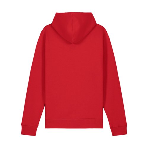 Roter Hoodie aus Baumwollmischgewebe mit Kapuze.
