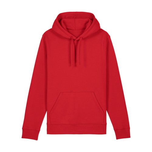 Roter Hoodie aus Baumwollmischung mit Kapuze und Kngurutasche.