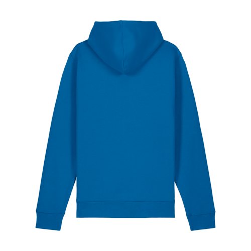 Knigsblauer Hoodie aus Baumwollmischgewebe mit Kapuze und Kngurutasche.