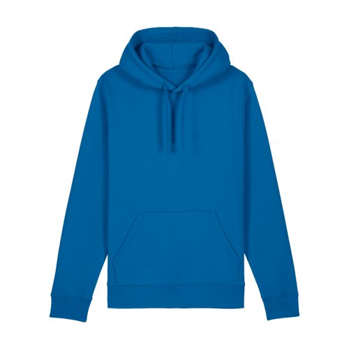 Royalblauer Hoodie aus Baumwollmischung mit Kapuze und Kngurutasche.