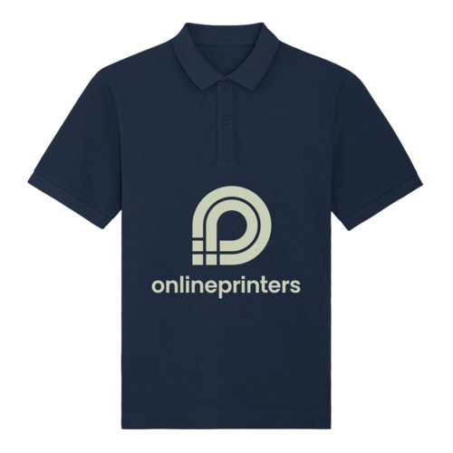 Marineblaues Polo-Shirt aus Bio-Baumwolle mit kurzer Knopfleiste.
