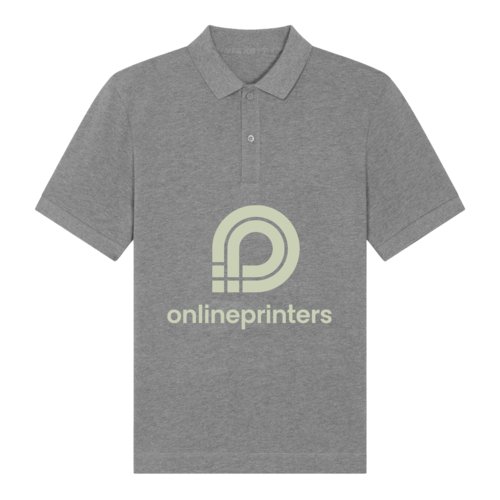 Grau meliertes Poloshirt aus Bio-Baumwolle mit Knopfleiste.