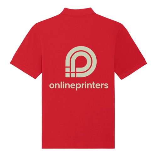 Rotes Polohemd aus Bio-Baumwolle, Unisex-Schnitt.
