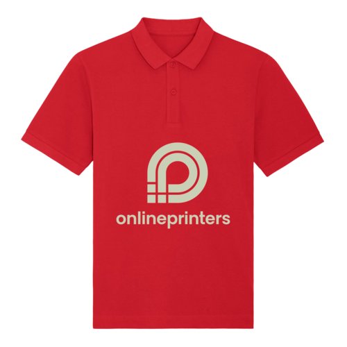Rotes Poloshirt aus Bio-Baumwolle mit kurzer Knopfleiste.