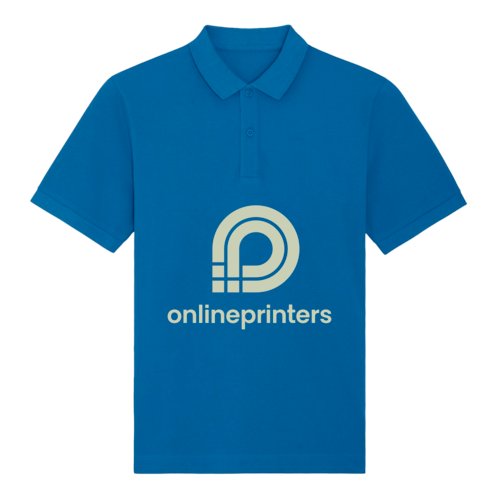 Royalblaues Polo-Shirt aus Bio-Baumwolle mit kurzen rmeln.