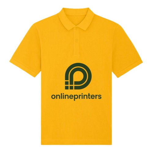 Gelbes Poloshirt aus Bio-Baumwolle mit kurzer Knopfleiste.