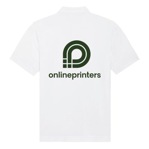 Weisses Polo-Shirt aus Bio-Baumwolle mit Knopfleiste.