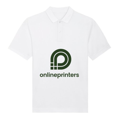 Weies Poloshirt aus Bio-Baumwolle mit kurzen rmeln und Knopfleiste.
