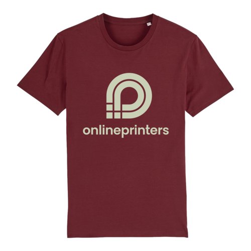 Burgunderrotes Bio-Baumwoll-T-Shirt mit kurzen rmeln und Rundhalsausschnitt.