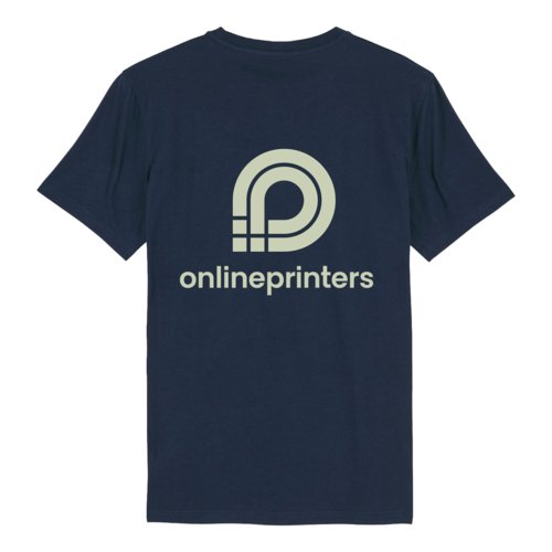 Marineblaues Unisex T-Shirt aus Bio-Baumwolle mit kurzen rmeln.
