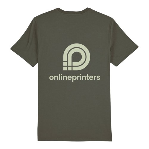 Khaki Baumwoll-T-Shirt, Unisex-Passform, mit kurzen rmeln.