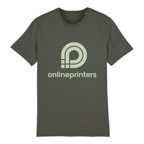 Khaki Baumwoll-T-Shirt, Unisex-Passform, mit kurzen rmeln.