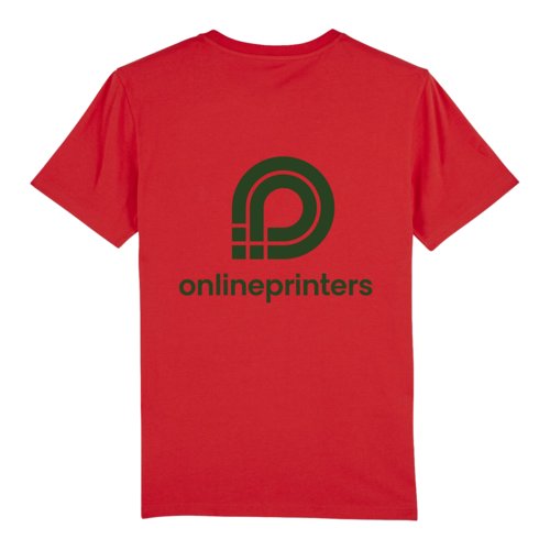 Rotes T-Shirt aus Bio-Baumwolle, Unisex-Schnitt, mit kurzen rmeln.