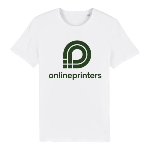 Weies T-Shirt aus Bio-Baumwolle mit kurzen rmeln und Rundhalsausschnitt, Unisex-Schnitt.