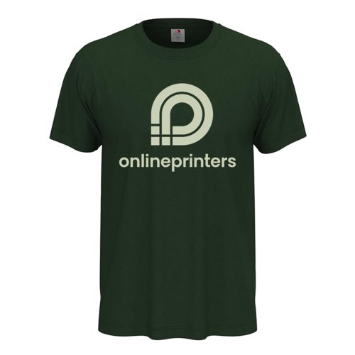 Dunkelgrnes Baumwoll-T-Shirt mit kurzen rmeln.