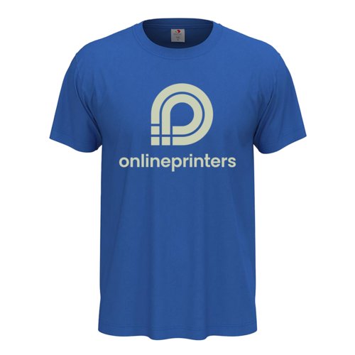 Royalblaues Baumwoll-T-Shirt, Unisex-Passform, mit kurzen rmeln.