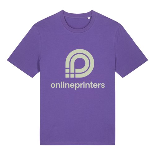 Violettes T-Shirt aus Bio-Baumwolle mit kurzen rmeln und Rundhalsausschnitt.