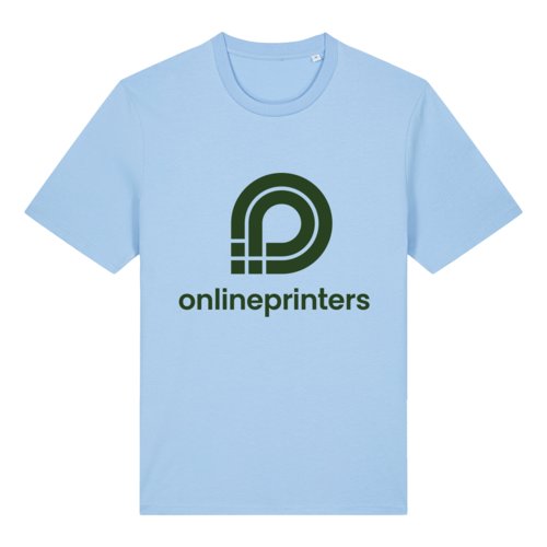 Himmelblaues Bio-Baumwoll T-Shirt mit kurzen rmeln.