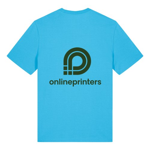 Aquablaues T-Shirt aus Bio-Baumwolle, Unisex-Schnitt, mit kurzen rmeln.