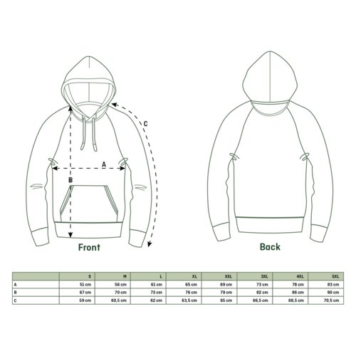 Unisex Hoodie aus Stoff mit Kapuze und Kngurutasche.