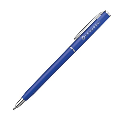 Blauer Kugelschreiber aus Metall mit Clip.