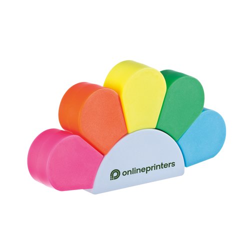 Mehrfarbige Textmarker-Blume mit fnf Textmarkern.