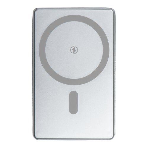Graue Powerbank mit 5.000 mAh Kapazit�t.